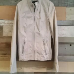 Vegan leather tan-colored moto jacket